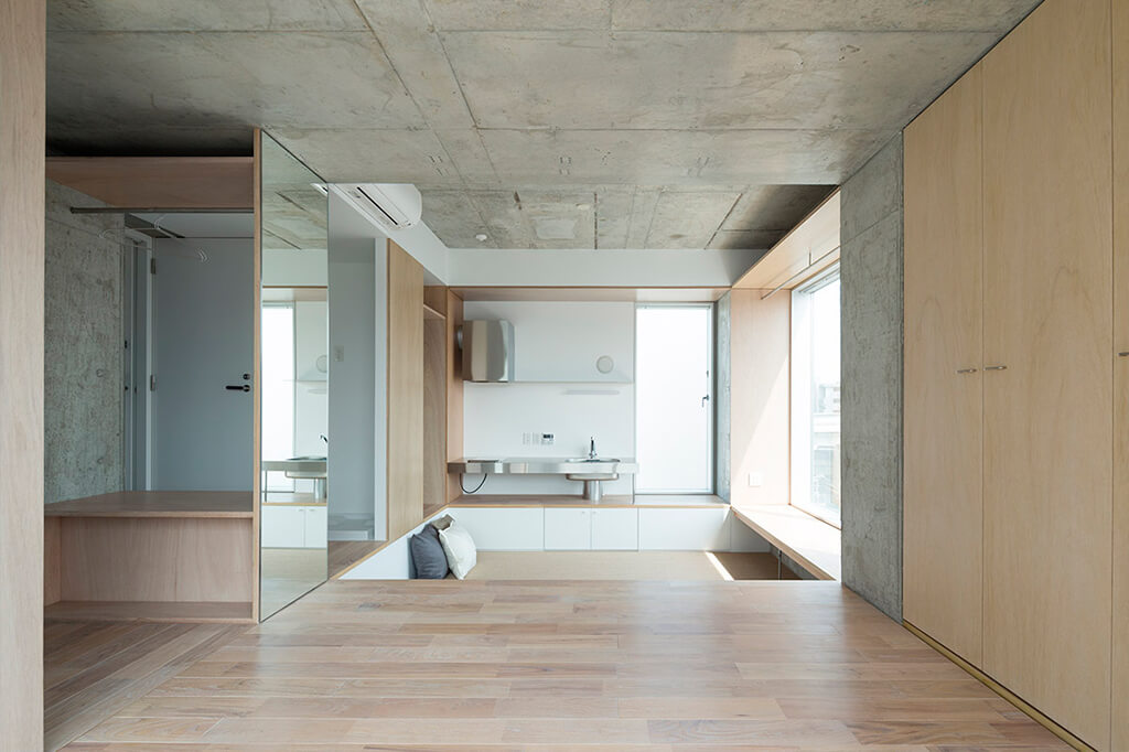 Interior del Tatsumi Apartement House en Tokio. ©︎ Hiroyuki Ito Architects.